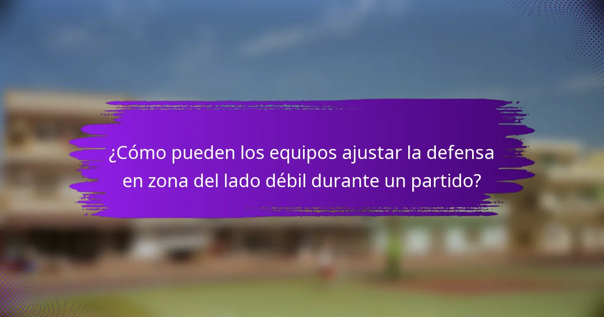 ¿Cómo pueden los equipos ajustar la defensa en zona del lado débil durante un partido?